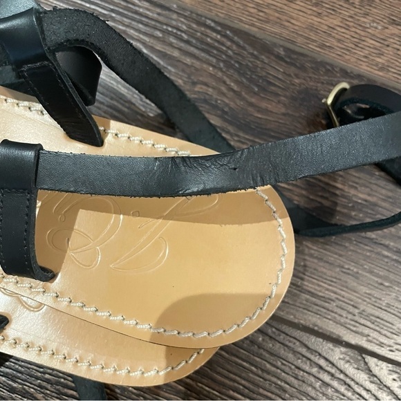 J. Crew Flat Strappy Sandals in Vachetta Leather in Black 7 - Picture 12 of 12